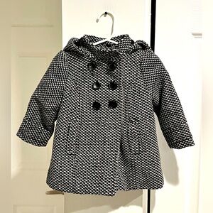Vintage Old Navy Toddler Houndstooth Wool Blend Hooded Coat 12-18 Months